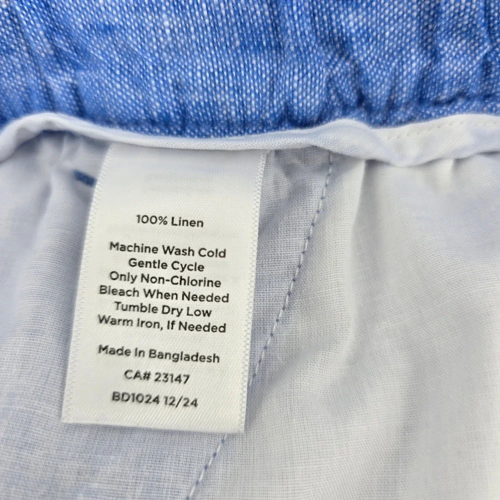 Talbots Linen Pants Womens Plus Petite 100% Linen Elastic Waist Blue 2XP